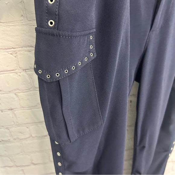 10 Crosby Derek Lam trendy navy blue preppy grommet embellished pants size 8 - Picture 13 of 13